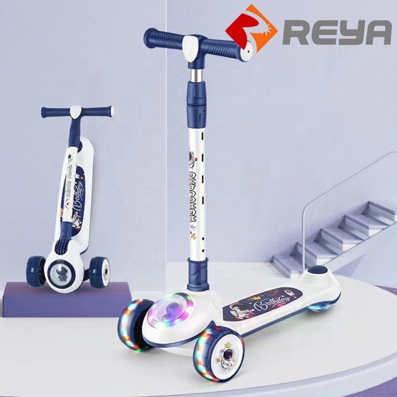 Factory whole sale folding children's check kick scooter LED light wheels kids' scooters pedal scooter kids