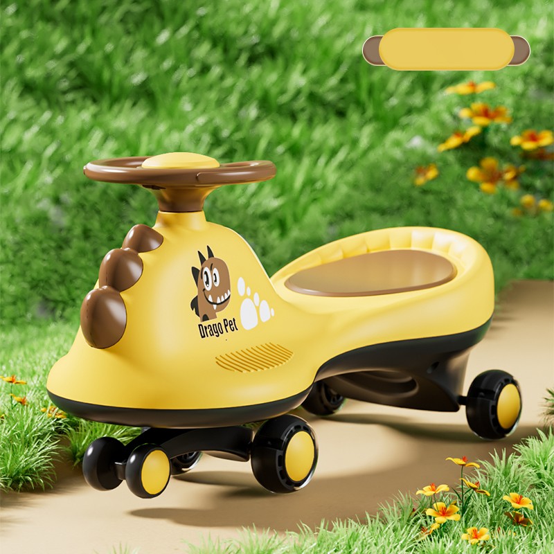 Wholesale children's torsion car anti roll off yo yo new wheel baby slide swing dinosaur torsion car